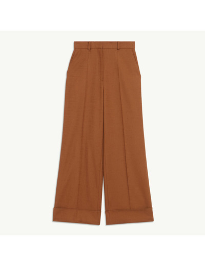 Pantalon taille haute à large revers