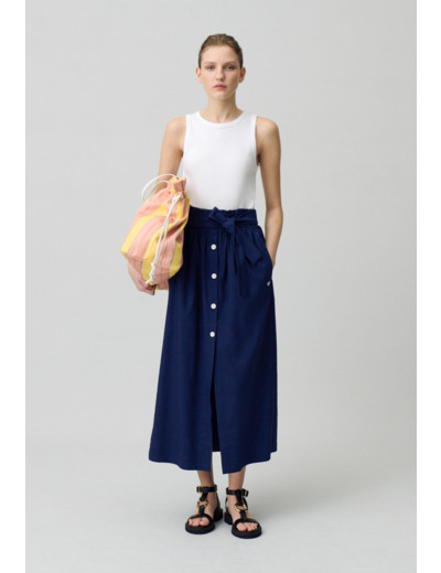 Jupe mi-longue à boutons