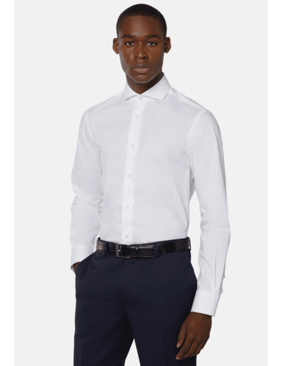 Chemise Dobby à Col Napolitain