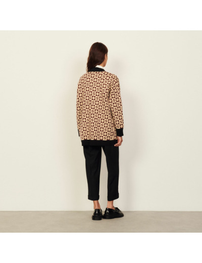 Cardi-coat long à motif jacquard
