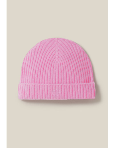 Bonnet côtelé cachemire broderie CP