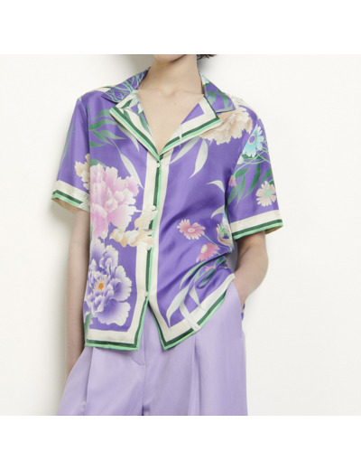 Chemise pyjama en soie imprimée