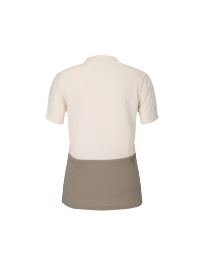 Maillot manches courtes Femme VERTIC ZIP Coton Blanc/Beige