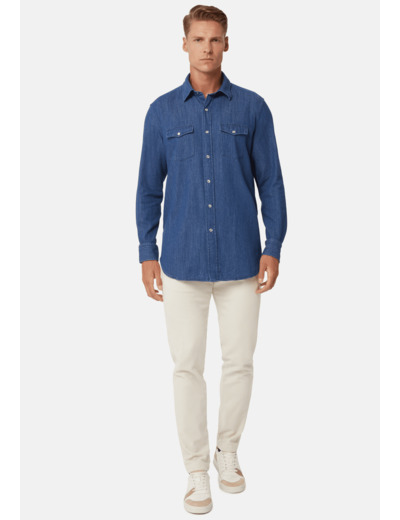 Chemise Indigo En Denim De Coton Regular Fit