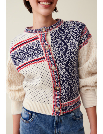 Cardigan laine motif torsadé