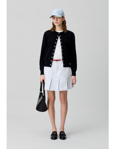 Jupe denim courte à plis