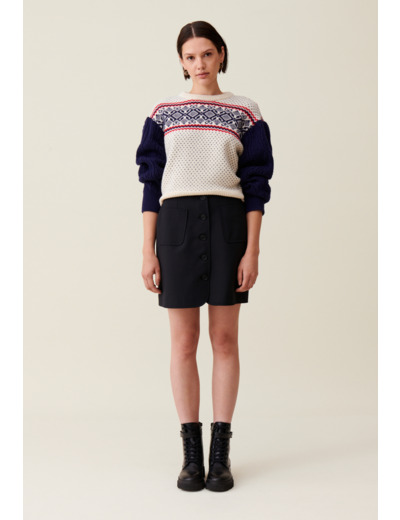 Pull maille motifs col rond