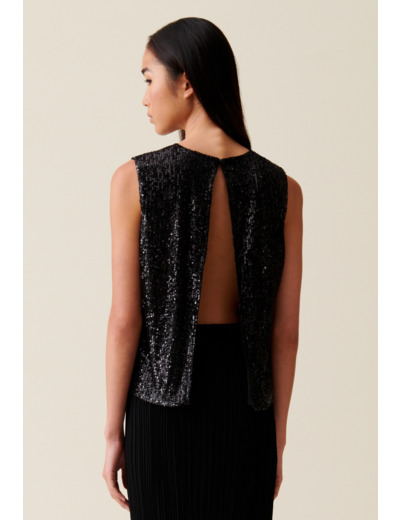 Top à sequins noir