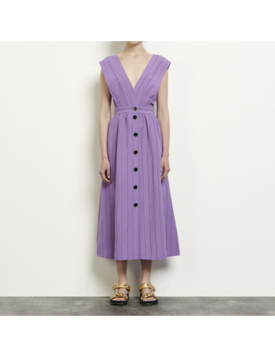 Robe longue à rayures sans manches