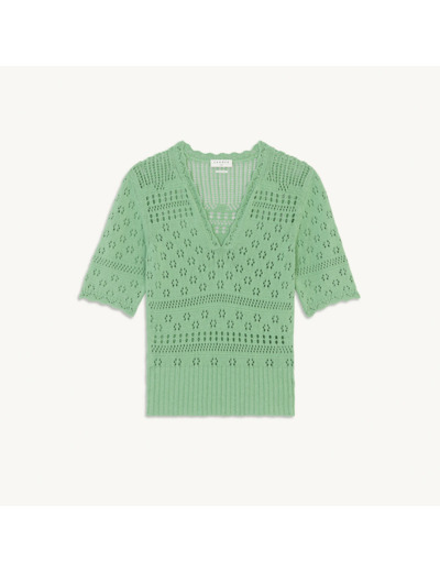 Pull manches courtes en maille fantaisie