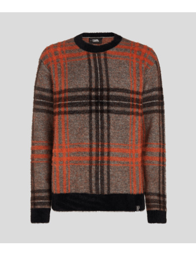 CHECK KNIT CREW NK SWEATER