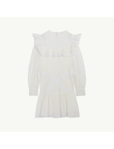Robe courte à volants et jeux de galons