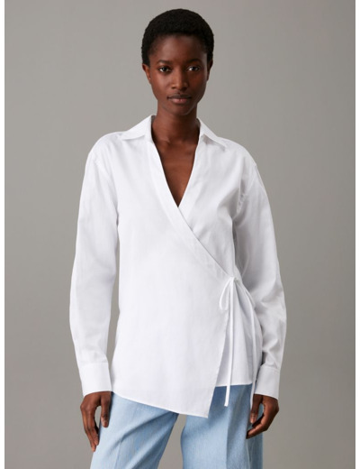 CHEMISE EN COTON DOUX À MANCHES LONGUES ENROULÉE