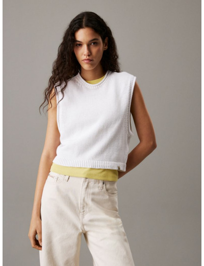 GILET SANS MANCHES EN MÉLANGE DE LIN À COUPE LÂCHE