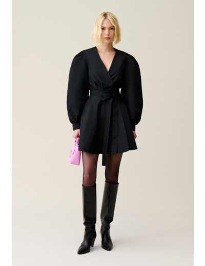 Robe courte manches ballons noire