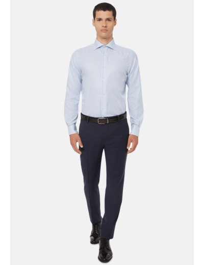 Chemise À Rayures Bleu Clair En Sergé De Coton Regular