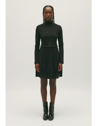 Robe Twist courte plissée noire