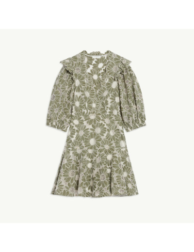 Robe courte au tissu brodé