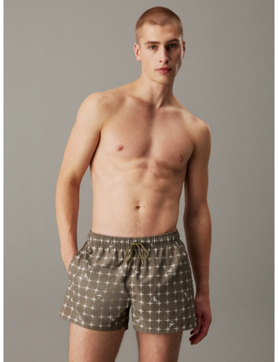 SHORT PRINTED SWIM SHORTS WITH DRAWSTRING  SHORT DE BAIN IMPRIMÉ AVEC CORDON DE SERRAGE