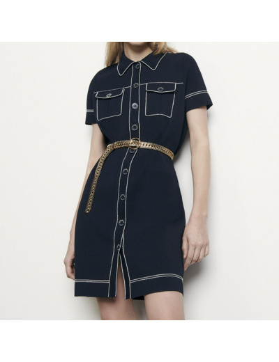 Robe en maille à surpiqûres contrastées