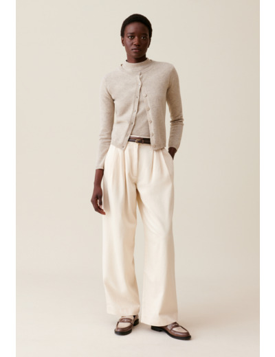 Pantalon denim large plissé