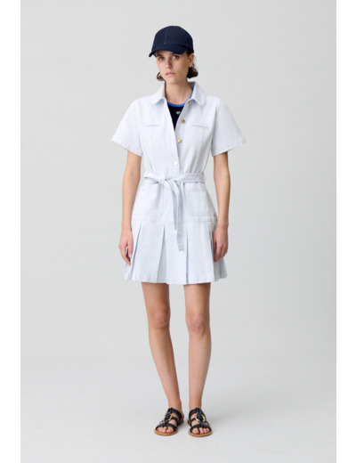 Robe courte denim à plis