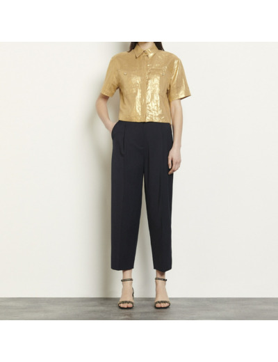 Chemise courte en lin doré
