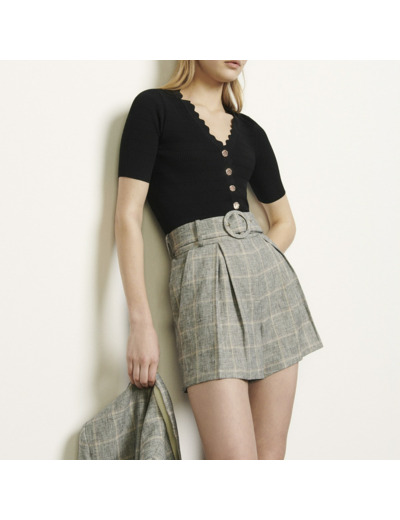 Short à carreaux à ceinture