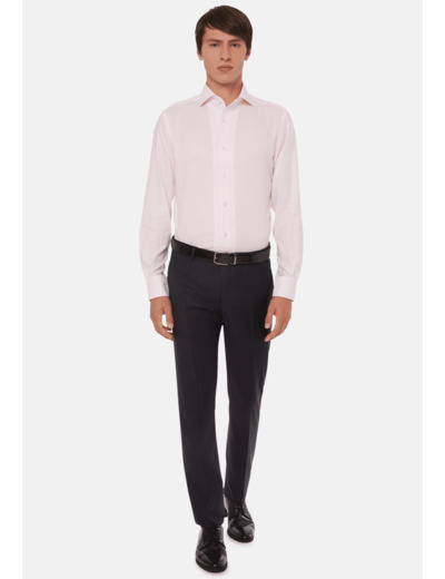 Chemise Rose En Coton Dobby Regular Fit