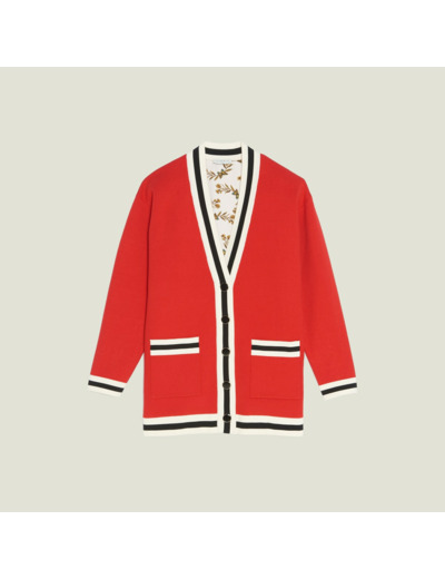 Cardigan long avec doublure imprimée