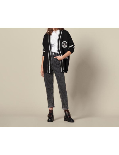 Cardi-coat à rayures contrastantes