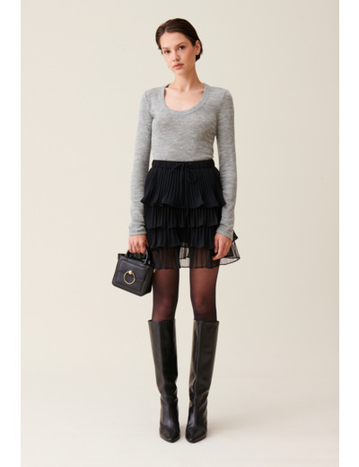 Jupe courte noire volants