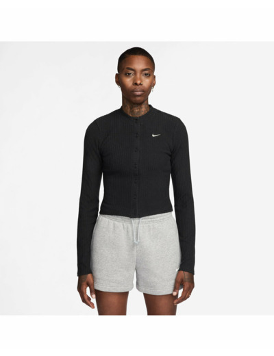 Haut zip Femme W NSW CHILL KNT WIDE RIB CARDI Noir