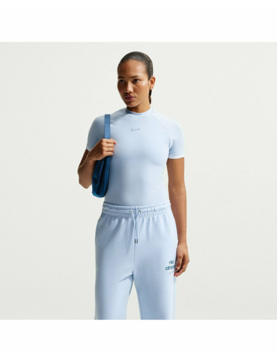 T-shirt Femme W NK SS FITTED TOP GLS Bleu