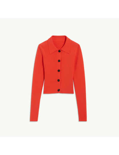 Cardigan court à col chemise