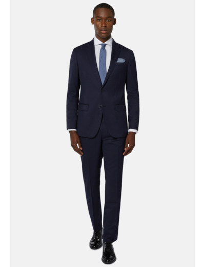 Costume Bleu Marine à Microfantaisie en Laine