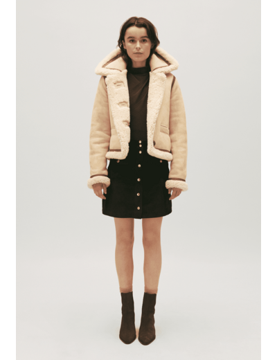Veste peau lainée beige