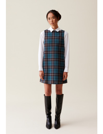 Robe courte sans manches carreaux