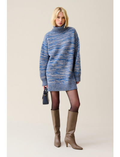 Robe courte laine col roulé