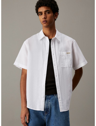 CHEMISE À MANCHES COURTES EN LIN ET COTON