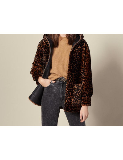 Manteau en peau lainée imprimée