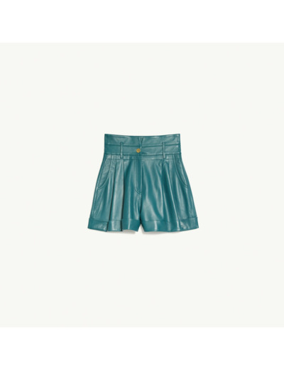 Short en cuir avec large revers