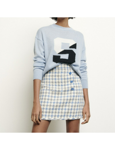 Jupe courte en tweed pied de coq