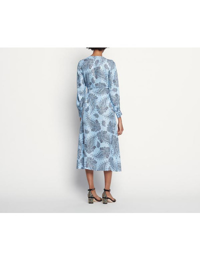Robe midi en soie mélangée imprimée