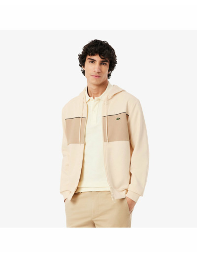 Sweat zip à capuche Homme COLOR BLOCK Beige