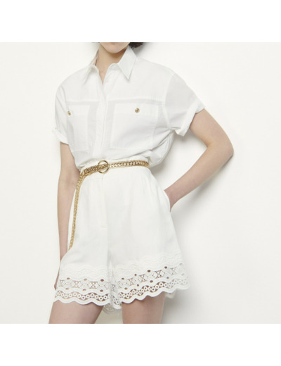 Short en lin avec galon
