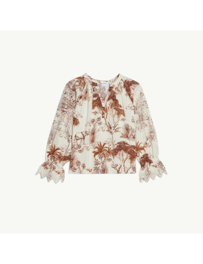 Top imprimé avec broderie anglaise