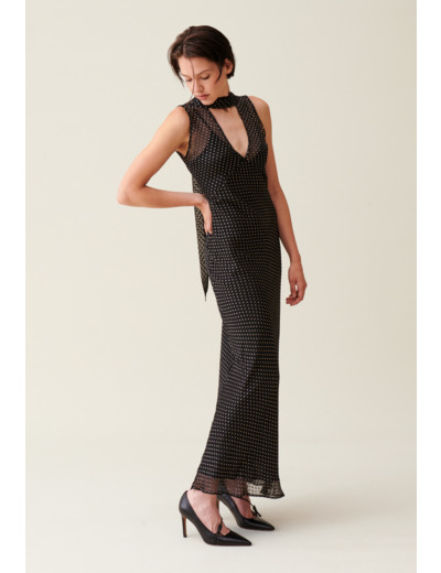 Robe longue transparente à pois
