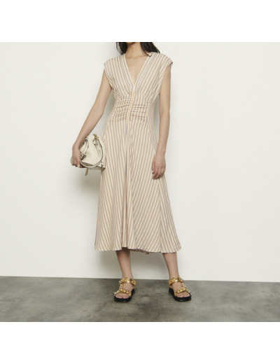 Robe longue à rayures fantaisies
