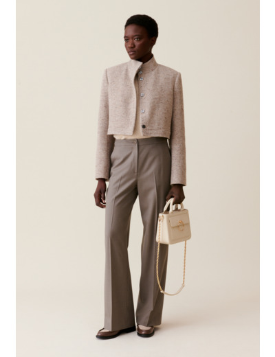 Pantalon tailleur droit taupe